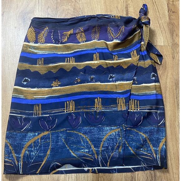 The Limited Women’s Multi Color 100% Silk Wrap Around Pencil Skirt Size Large - Picture 1 of 4